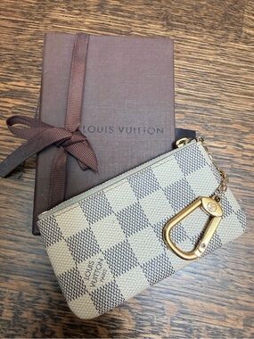Vintage LOUIS VUITTON Key Cles Pouch Keychain Azur Made In France Authentic
